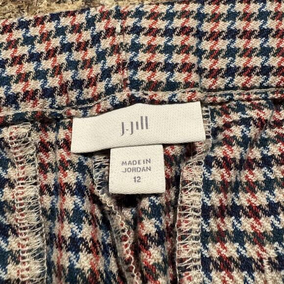 J Jill Womens Pants Pull On Elastic Waist Pockets Tan Red Blue Size 12 IP - Picture 2 of 5